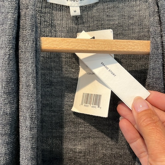 Vince Charcoal nwt cashmere wool ribbed lightweight Draped Cardigan medium - Picture 5 of 9